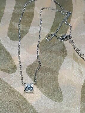 Tycoon 925 Silver Solitaire CZ Necklace 18"